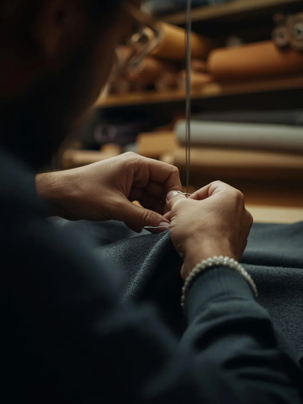 Skilled ZM Exports craftsman sewing premium sportswear.